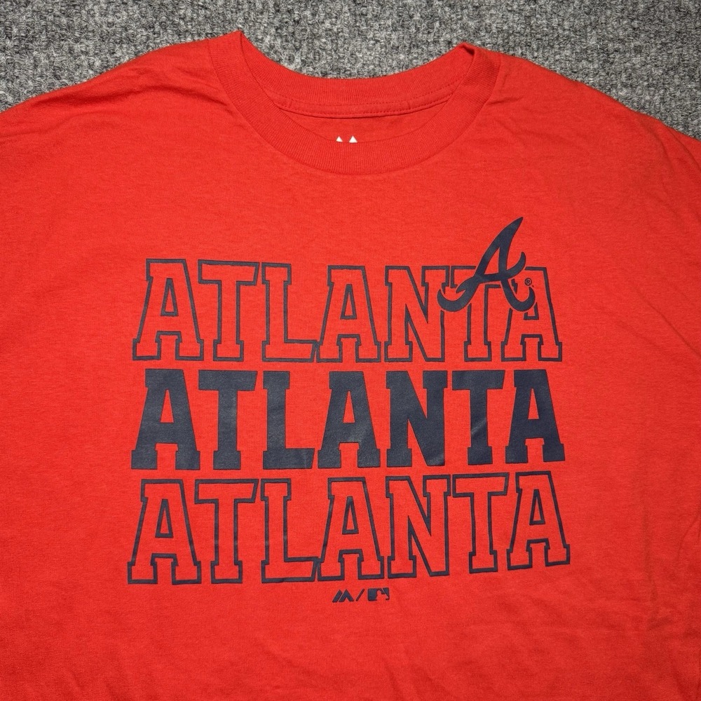 Atlanta Braves T-Shirt MLB Baseball Cotton Majestic Red Men's‎ Size XXL NWT